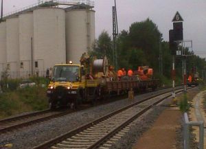 Gleisbauzug im Bereich des ESTW Frohburg
